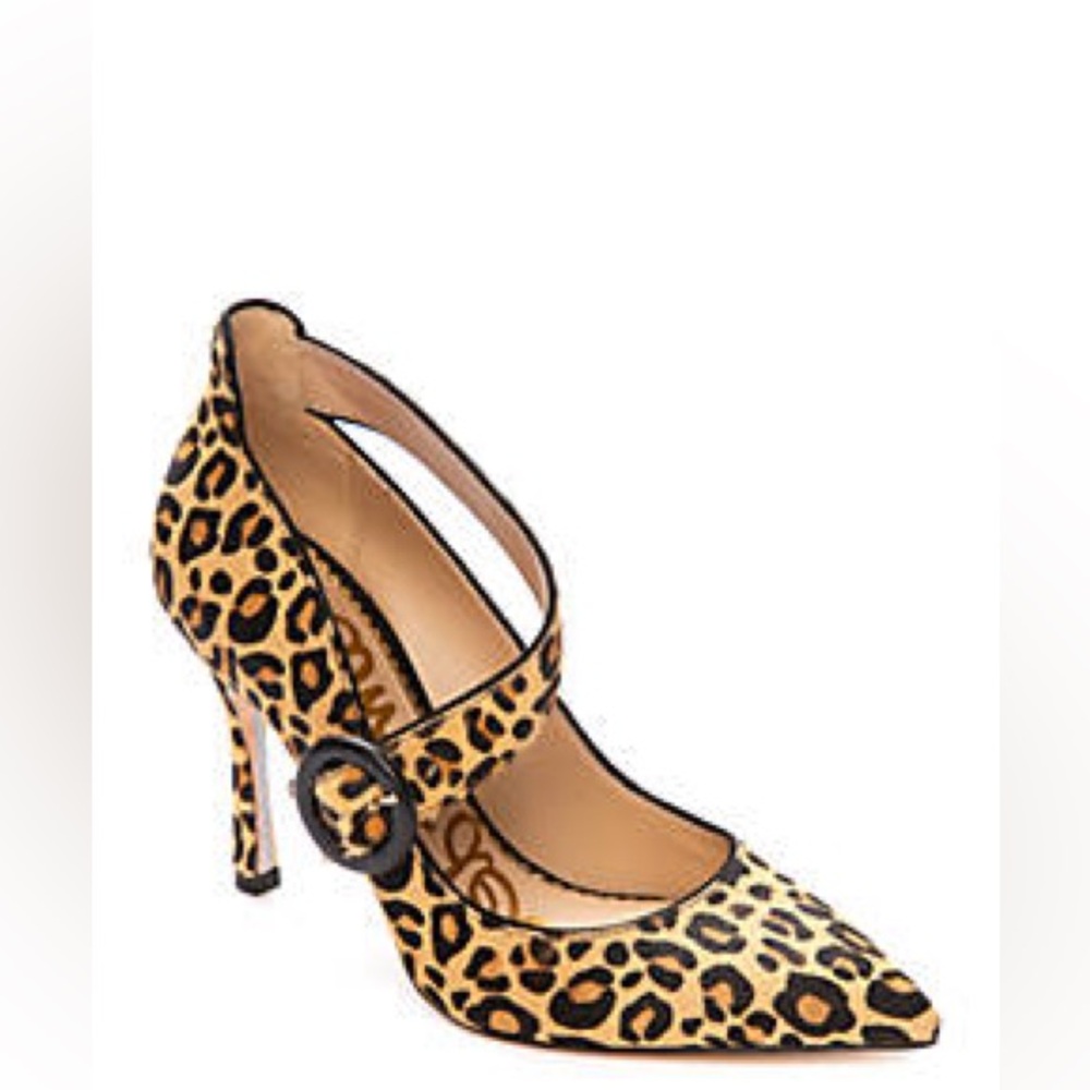 Sam Edelman Hinda Leopard Print Calf Hair Pointed Toe Pump Heels - Size 8 - Picture 6 of 12